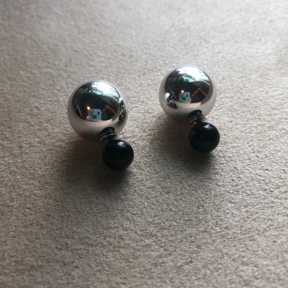 Black and Silver Front Back Earrings